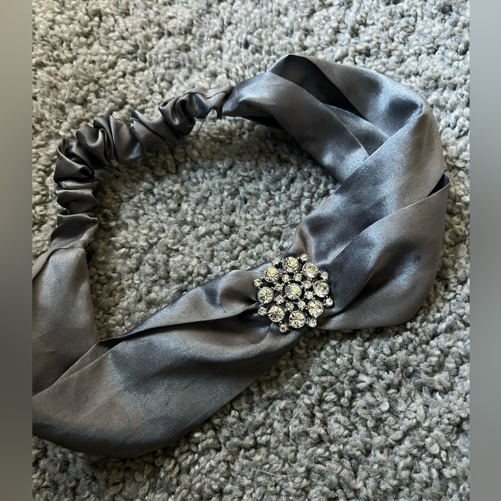Silver Satin Headband